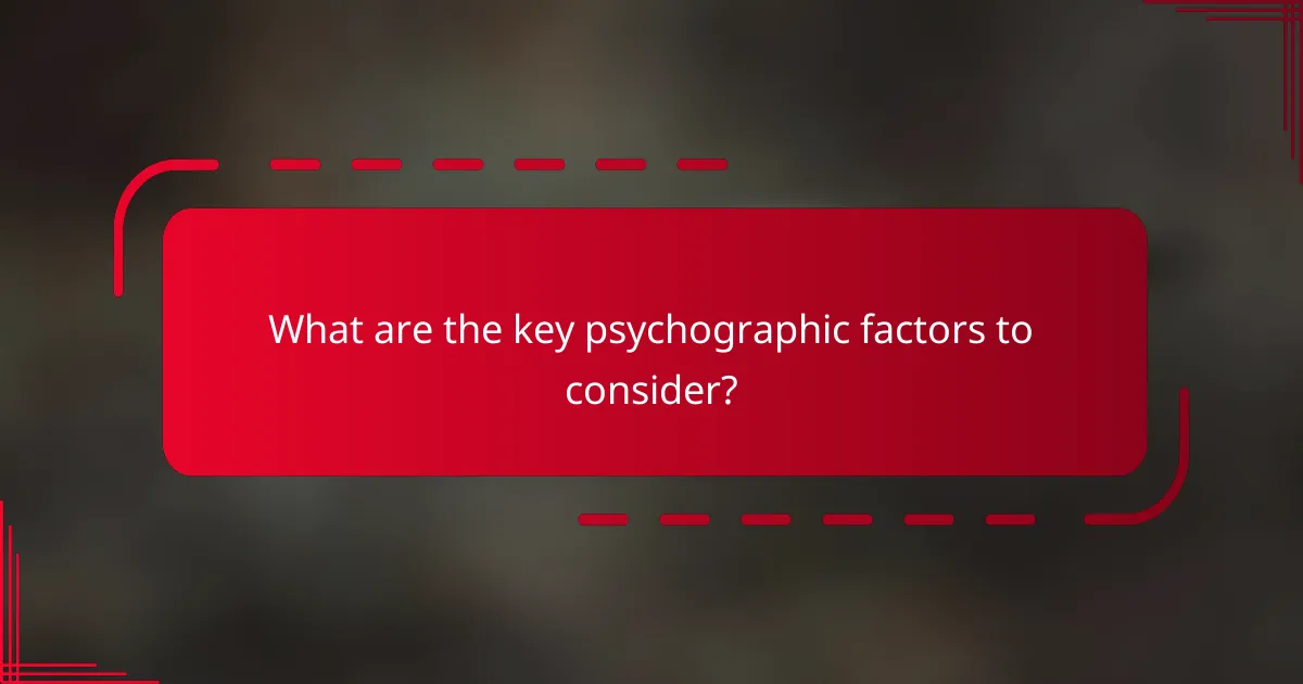 What are the key psychographic factors to consider?